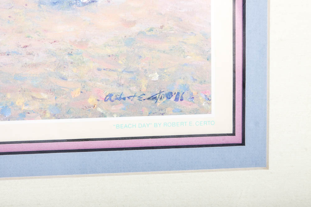 Pair of Robert E. Certo Prints "Tea Garden" and "Beach Day"
