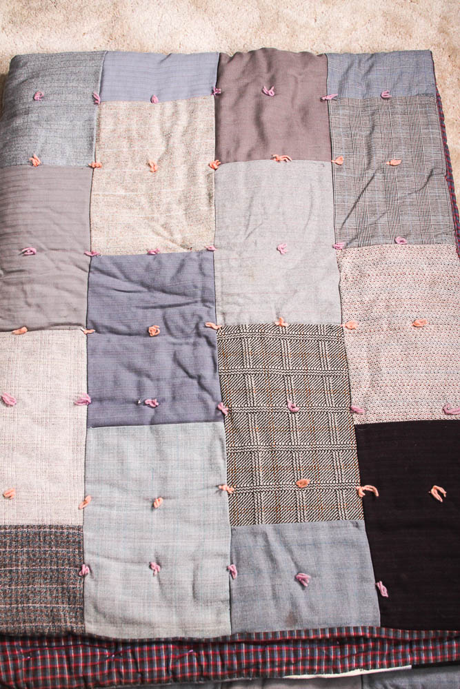 Pair of Vintage Handmade Wool Quilts
