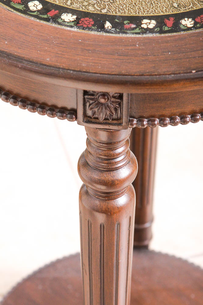 Contemporary Louis XVI Style Side Table With Glass Top