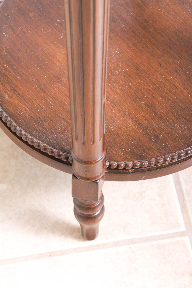 Contemporary Louis XVI Style Side Table With Glass Top