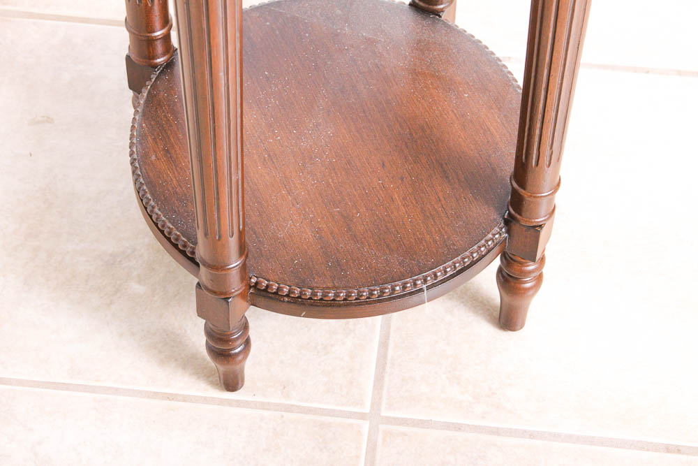 Contemporary Louis XVI Style Side Table With Glass Top