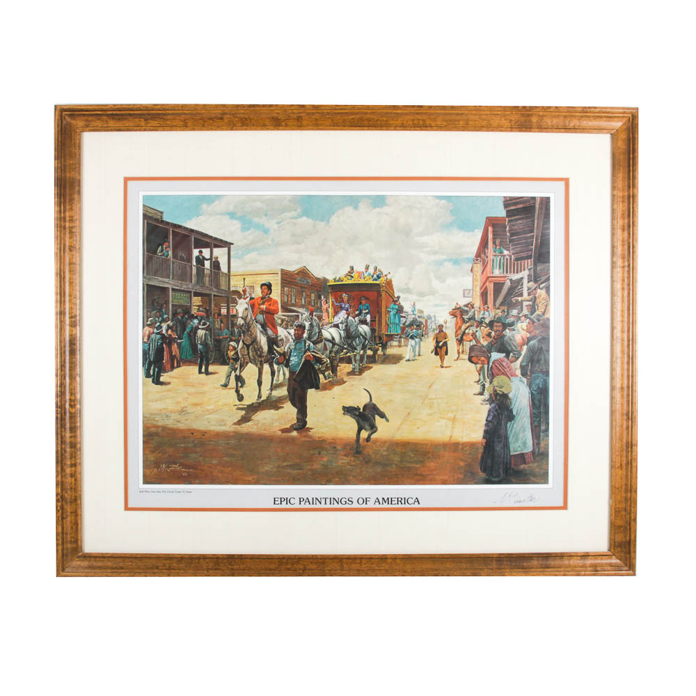 Mort Kunstler Offset Lithograph "Then One Day the Circus Came to Town"