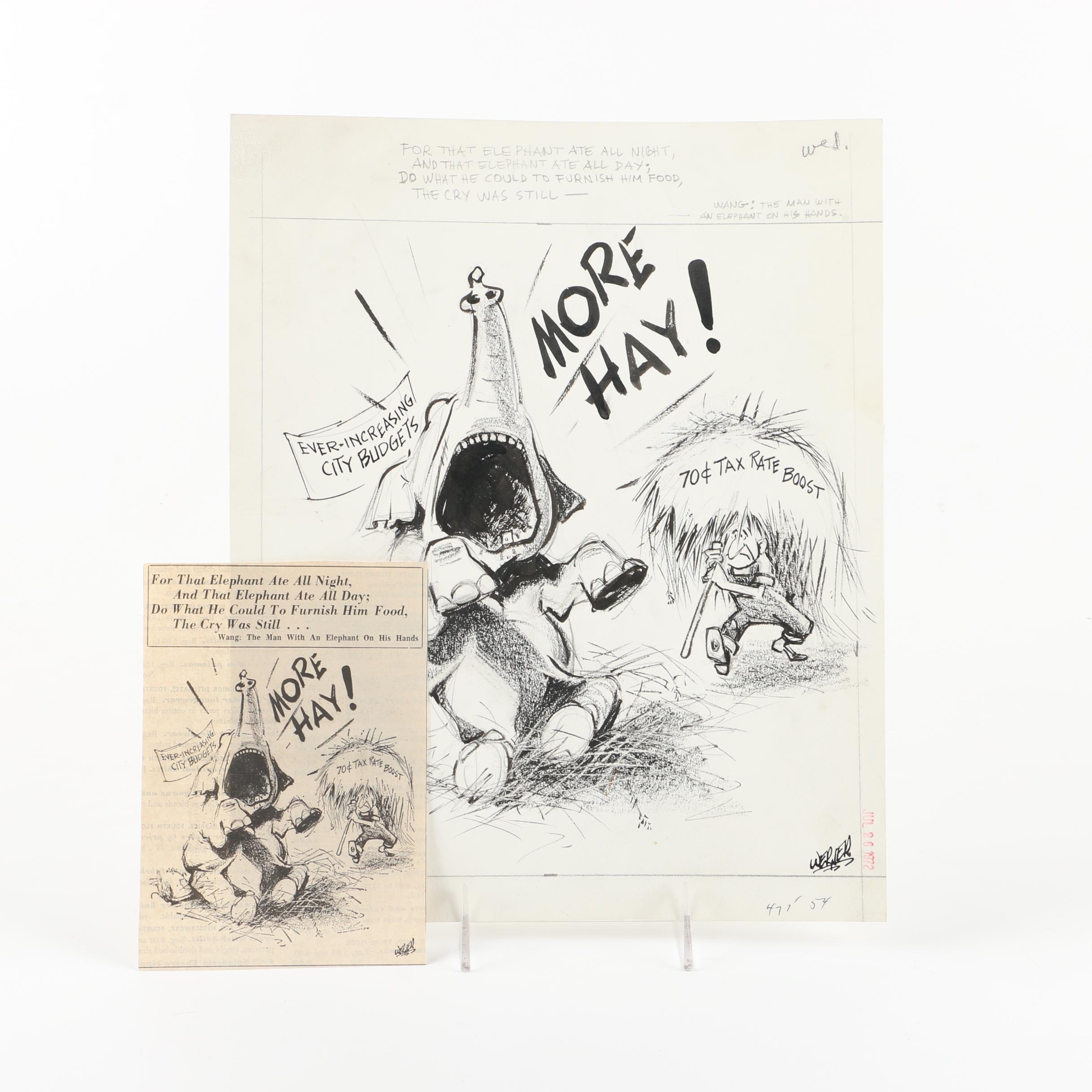 1972 Werner Graphite and Pen Drawing on Paper