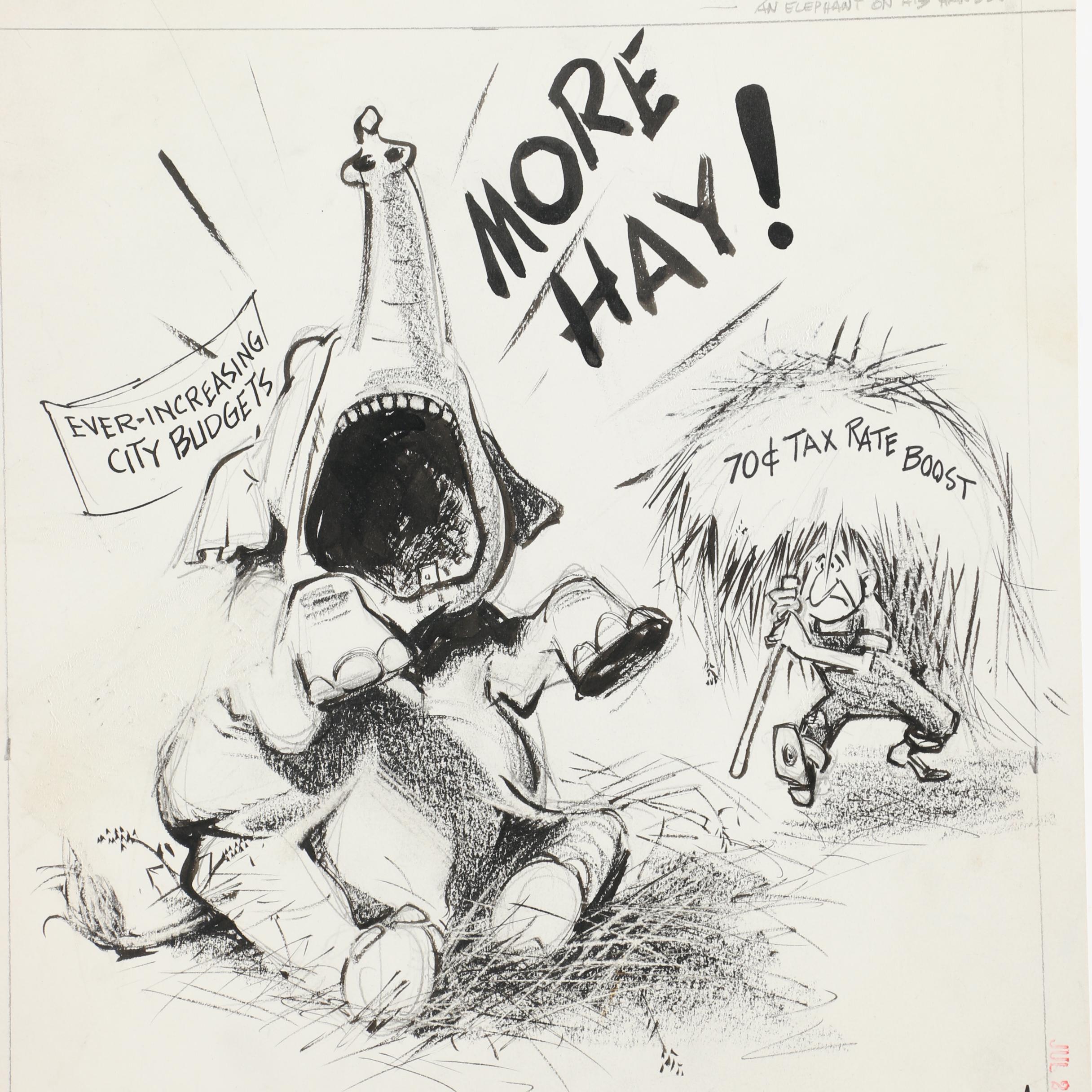 1972 Werner Graphite and Pen Drawing on Paper