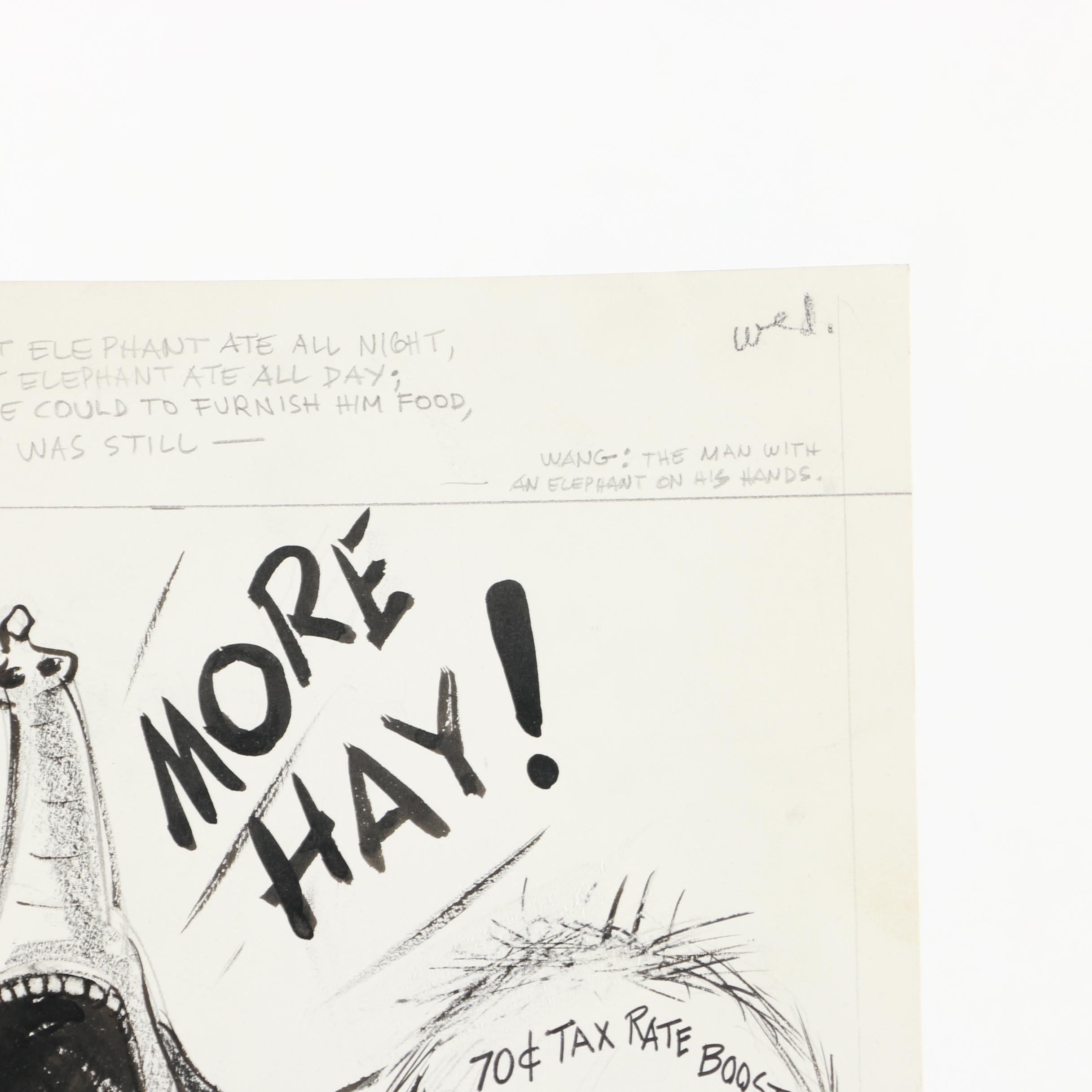 1972 Werner Graphite and Pen Drawing on Paper