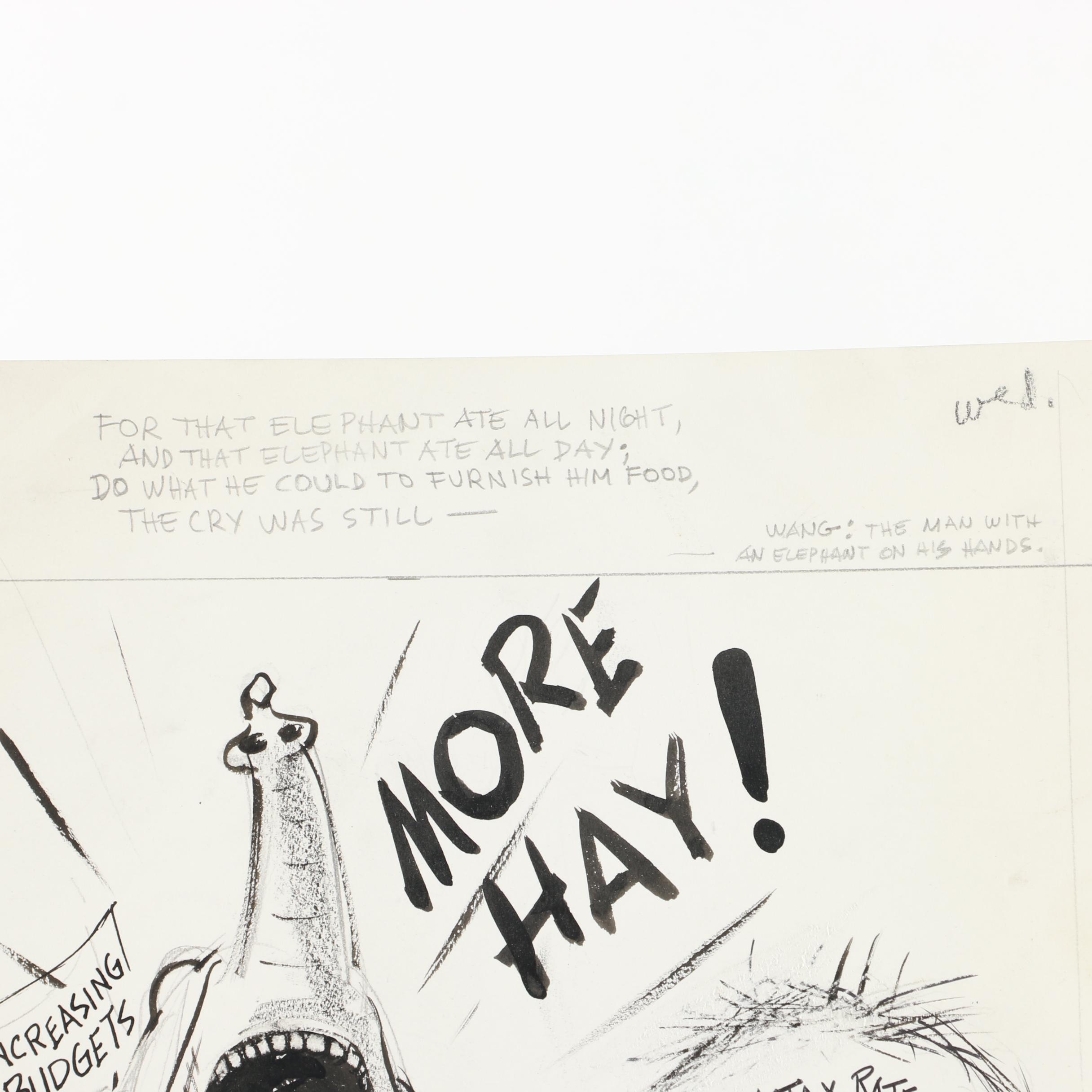 1972 Werner Graphite and Pen Drawing on Paper