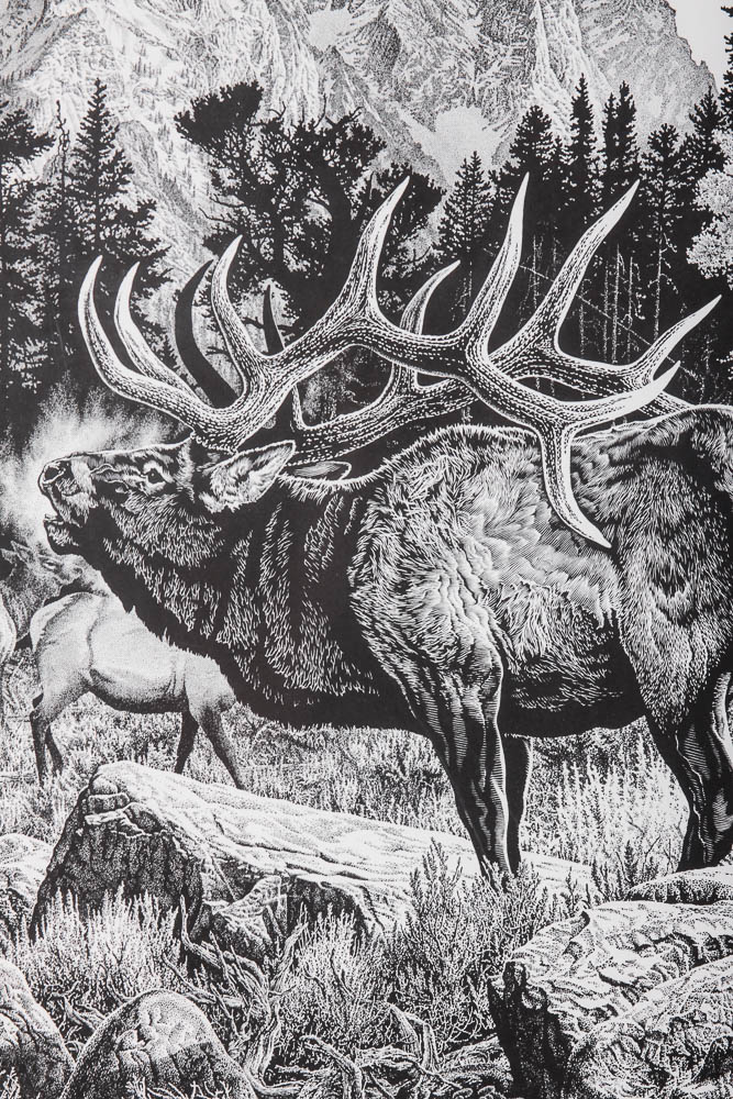 Bill O'Neill Offset Lithographs "Dinner On the Run" and "Bugling Elk"