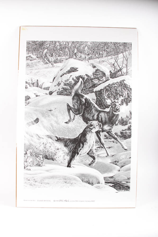 Bill O'Neill Offset Lithographs "Dinner On the Run" and "Bugling Elk"
