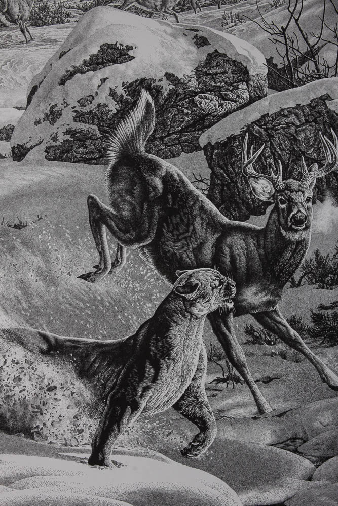 Bill O'Neill Offset Lithographs "Dinner On the Run" and "Bugling Elk"