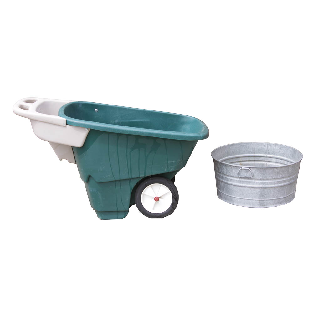 Garden Cart and Galvenized Tub