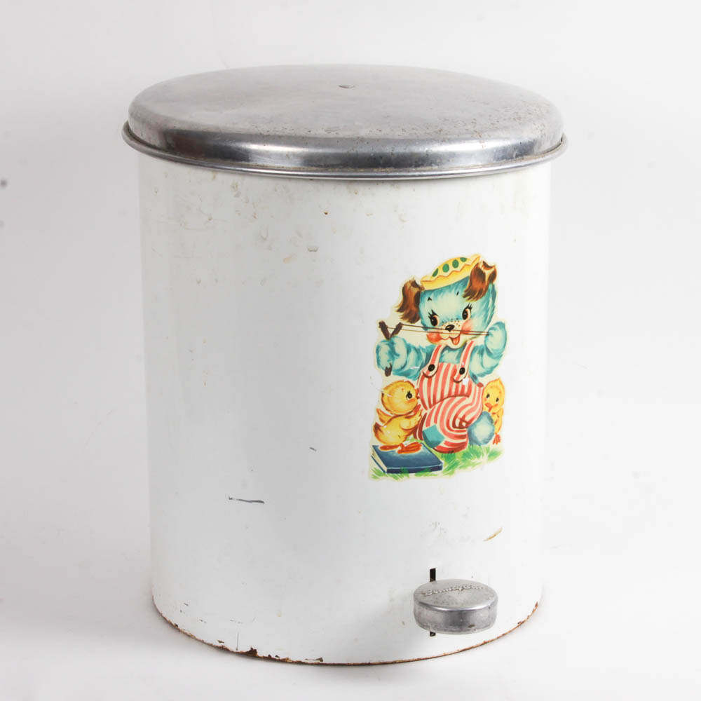 Vintage Metal Trash Receptacle