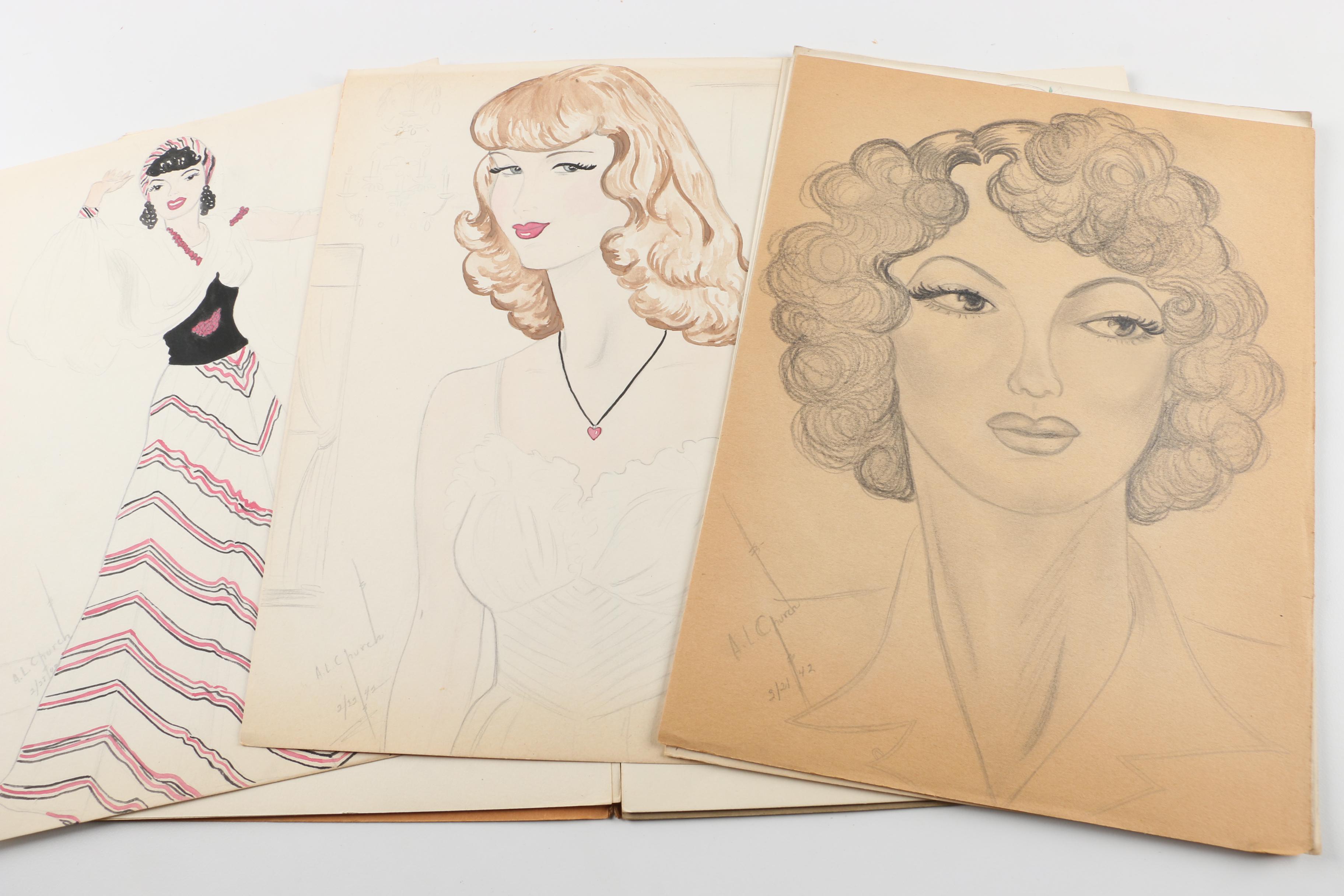 Anne Louise Church Watercolor Paintings and Drawings