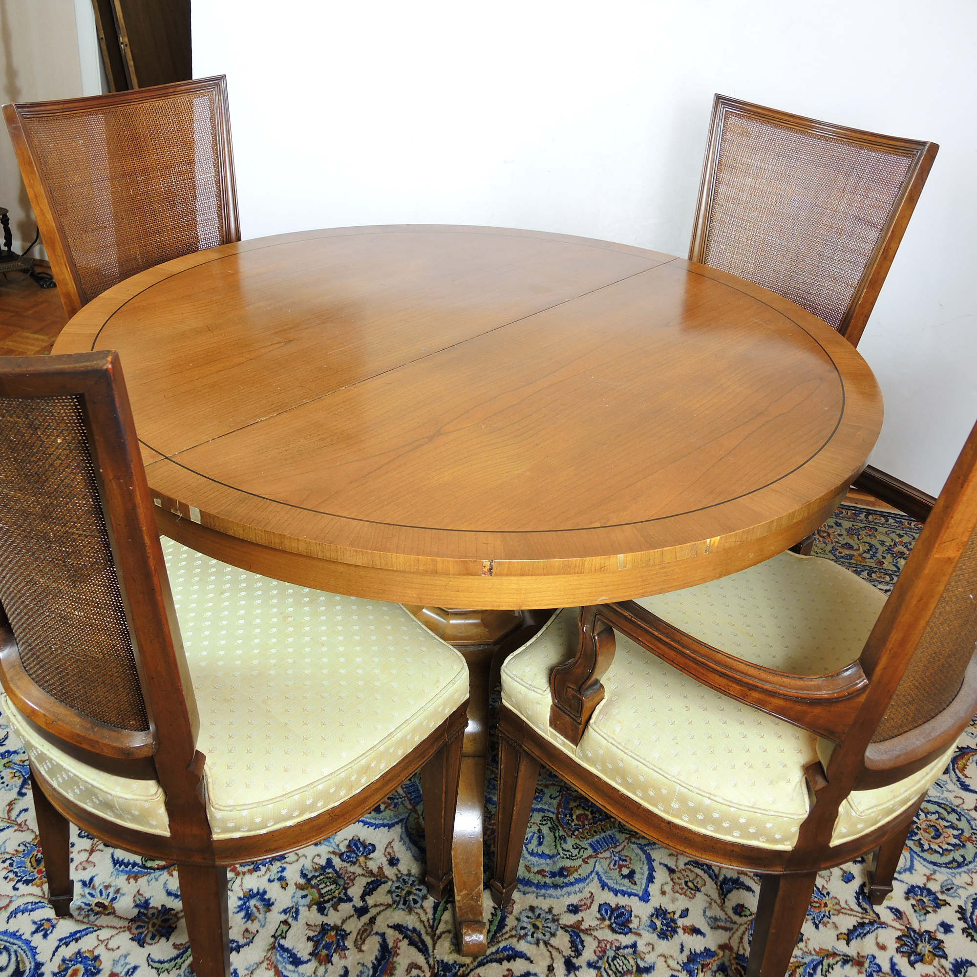 W.A. Bratburd Company Table With Four John Widdecomb Chairs