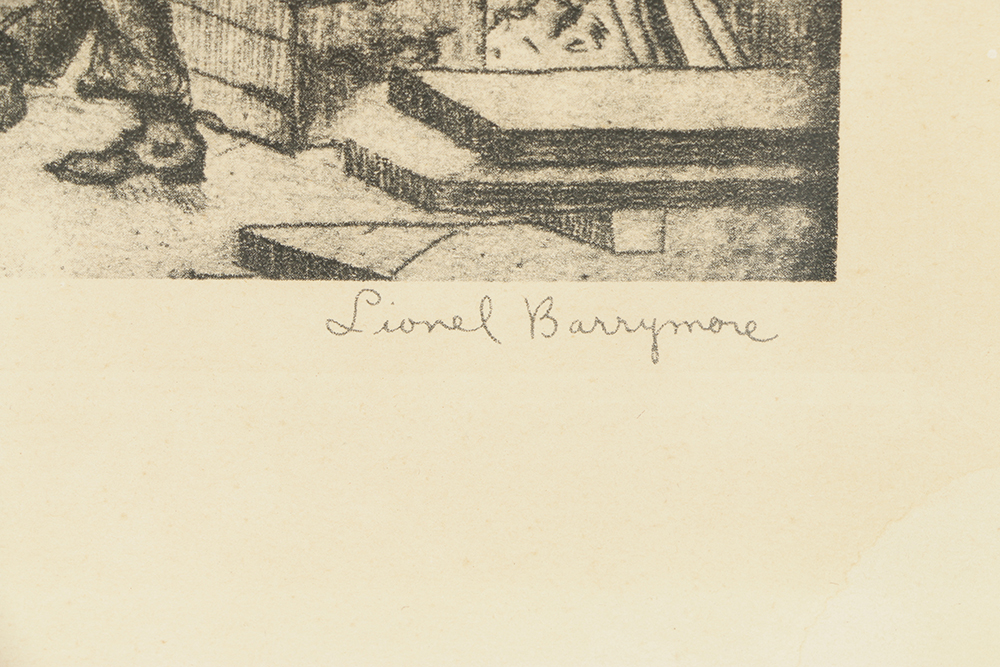 Lionel Barrymore Etching on Paper "The Old Boat Works"