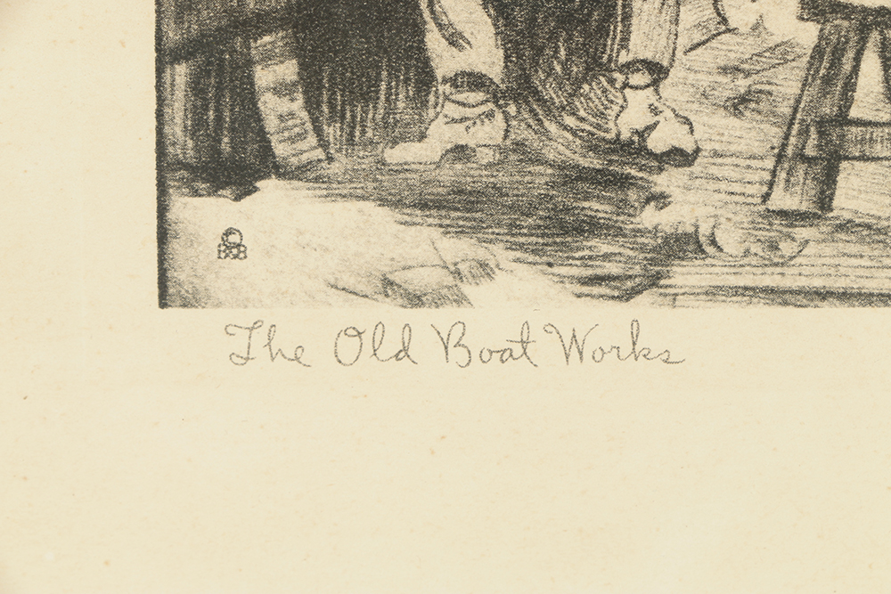 Lionel Barrymore Etching on Paper "The Old Boat Works"