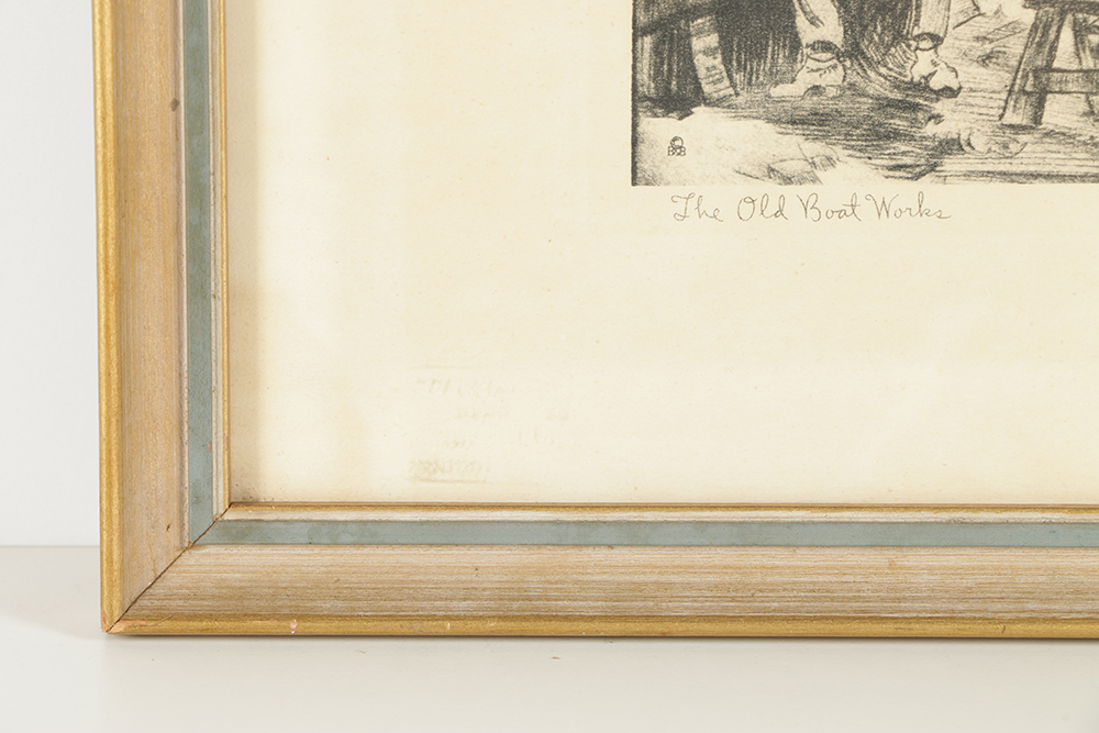 Lionel Barrymore Etching on Paper "The Old Boat Works"