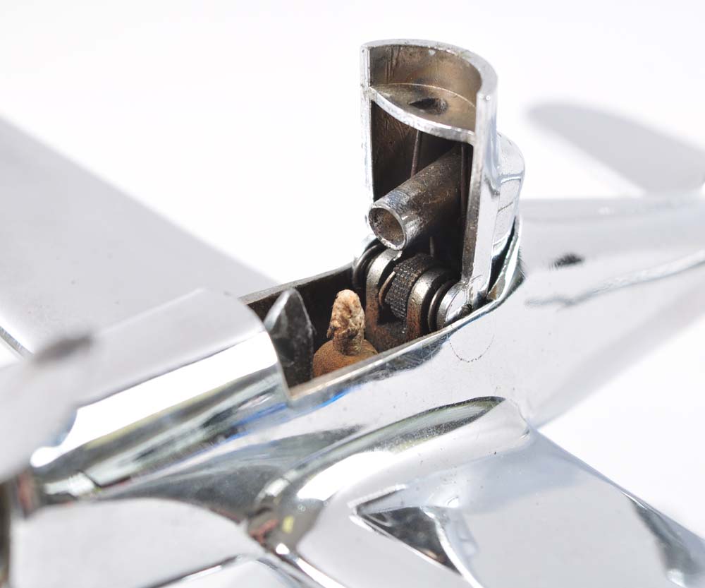 Vintage Mid-Century Chrome Airplane Cigarette Lighter