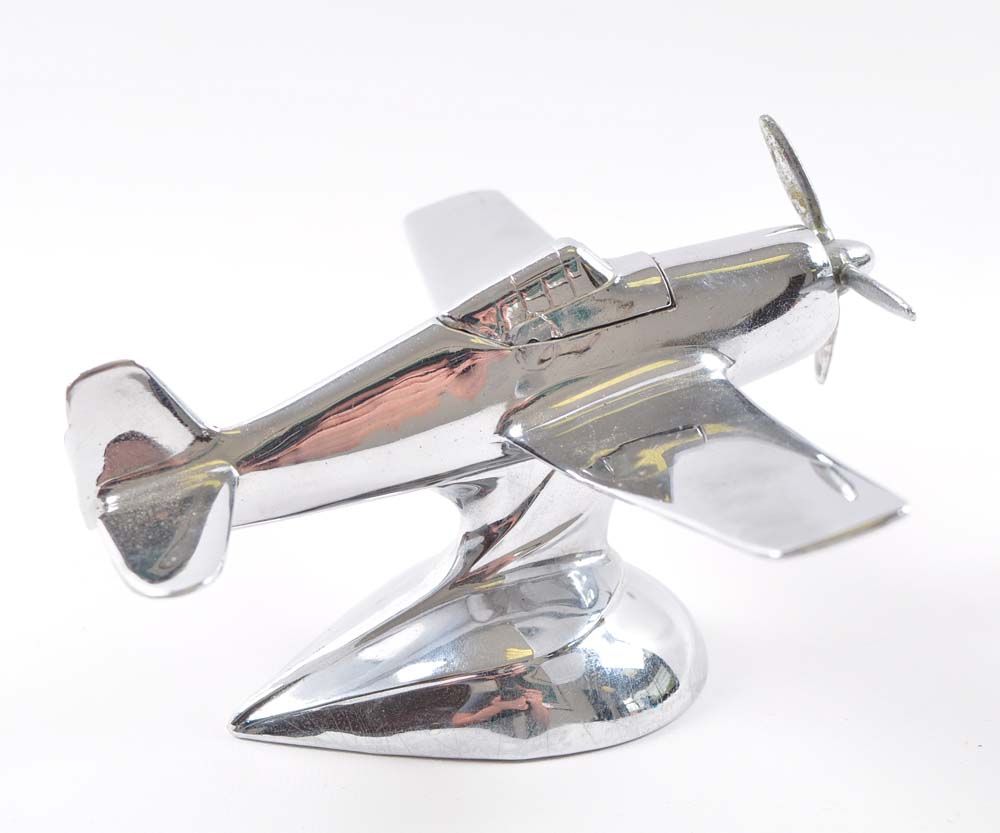 Vintage Mid-Century Chrome Airplane Cigarette Lighter