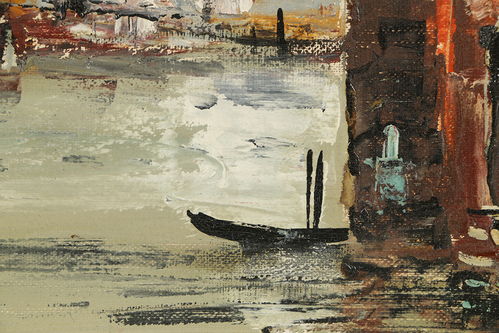 Guido Ferro Oil Painting on Canvas Venetian Canal Scene