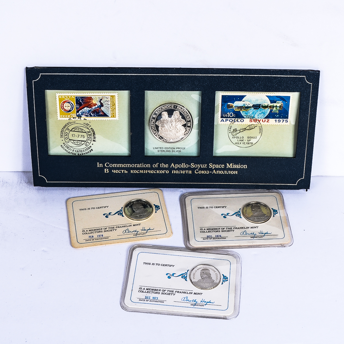 Collection of Commemorative Coins featuring Apollo-Soyuz Space Mission