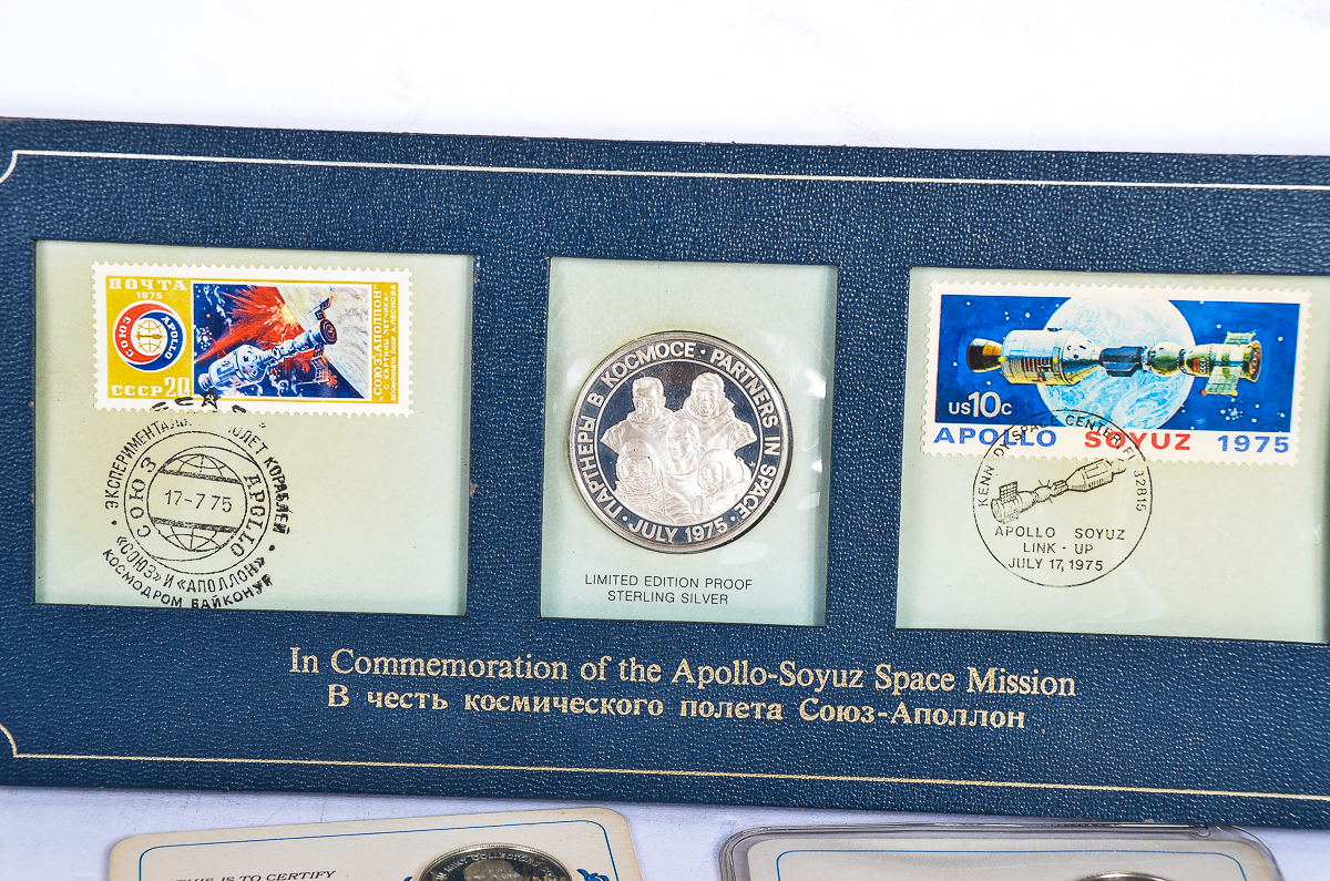 Collection of Commemorative Coins featuring Apollo-Soyuz Space Mission