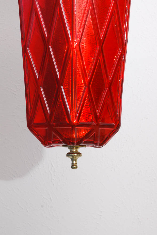Vintage Red Glass Swag Lamp