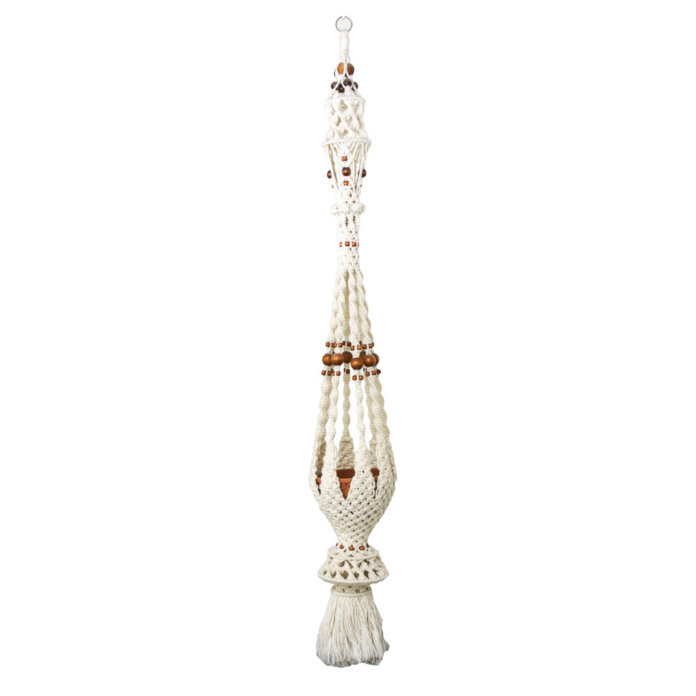 Beaded Macrame Plant Hanger with Pot