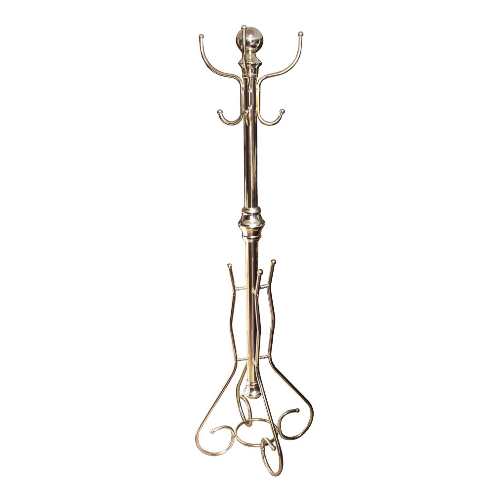 Contemporary Brass Tone Coat Rack