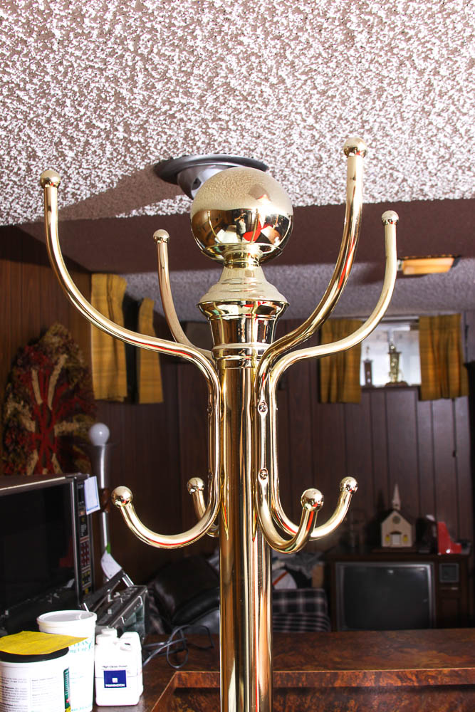 Contemporary Brass Tone Coat Rack