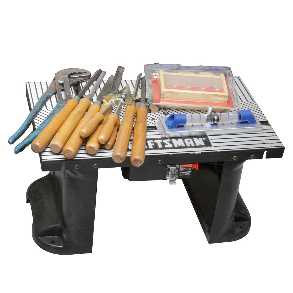 Craftsman Work Surface and Wood Working Tools