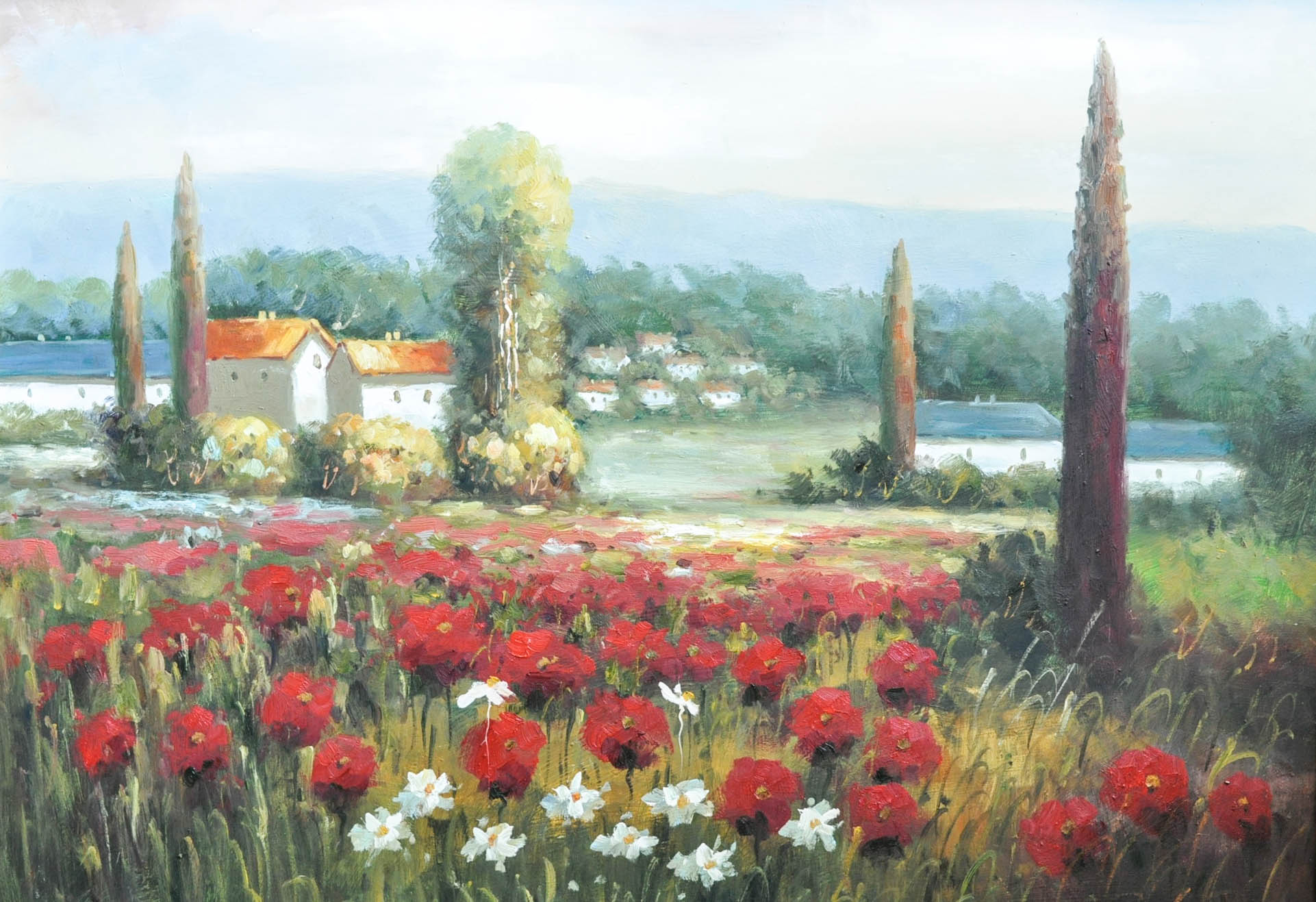 Acrylic on Canvas Poppy Field Painting