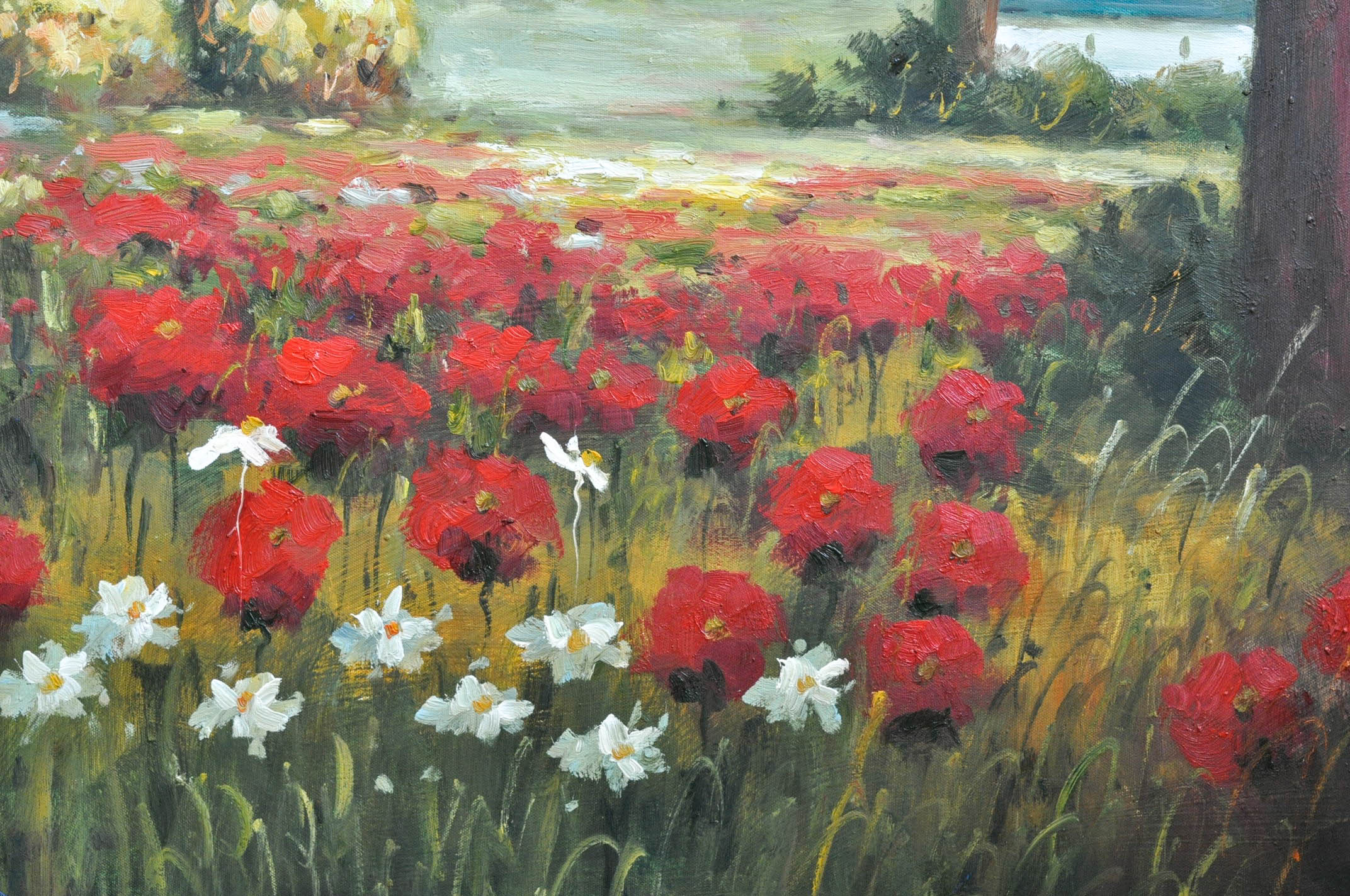 Acrylic on Canvas Poppy Field Painting