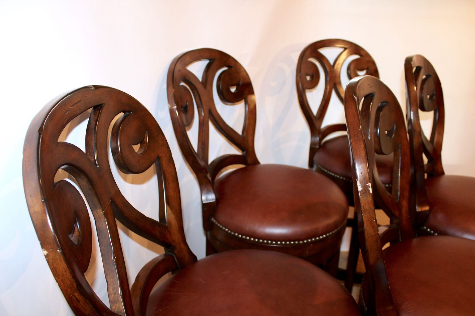 Five Artistica "Marquess" Leather Seat Swivel Barstools