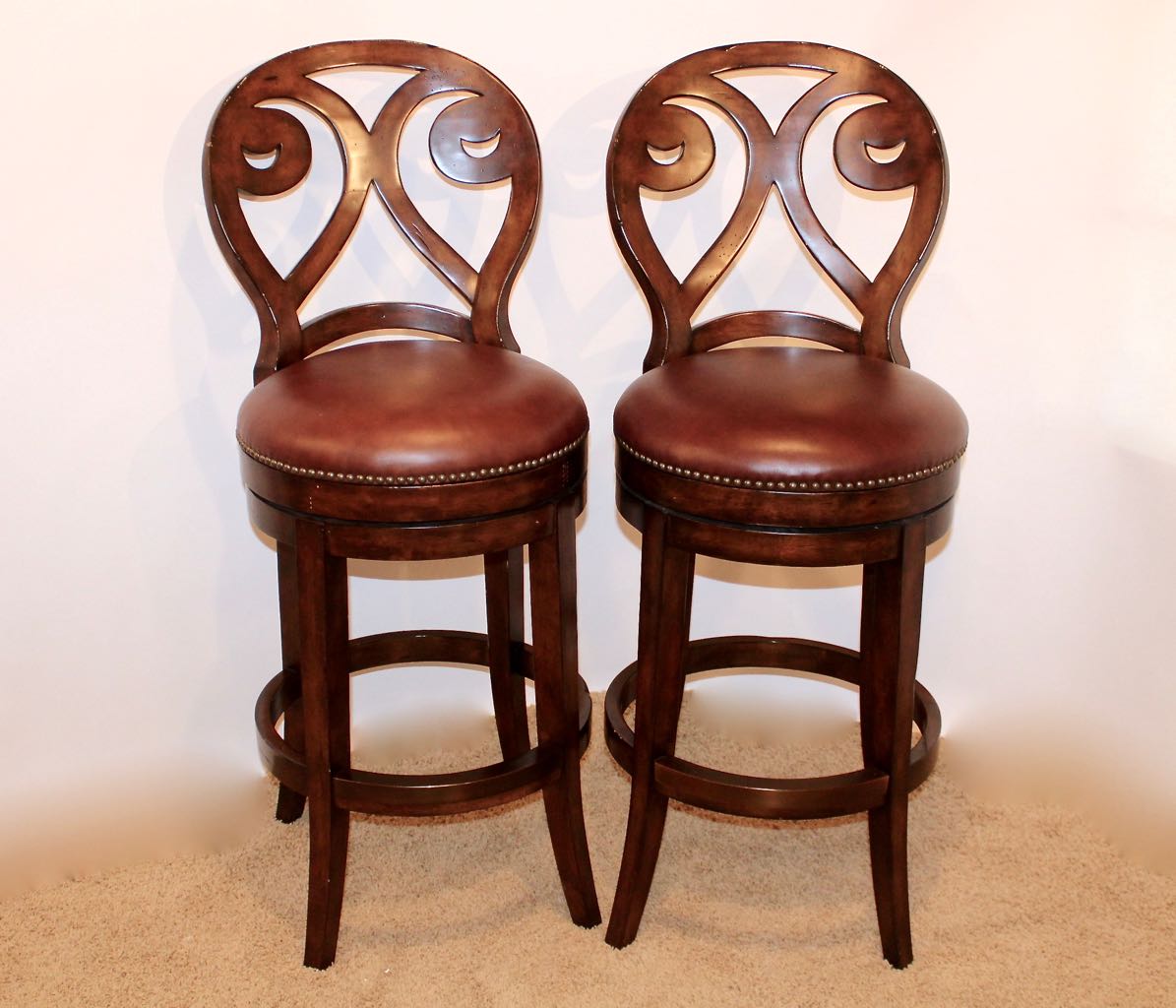 Five Artistica "Marquess" Leather Seat Swivel Barstools
