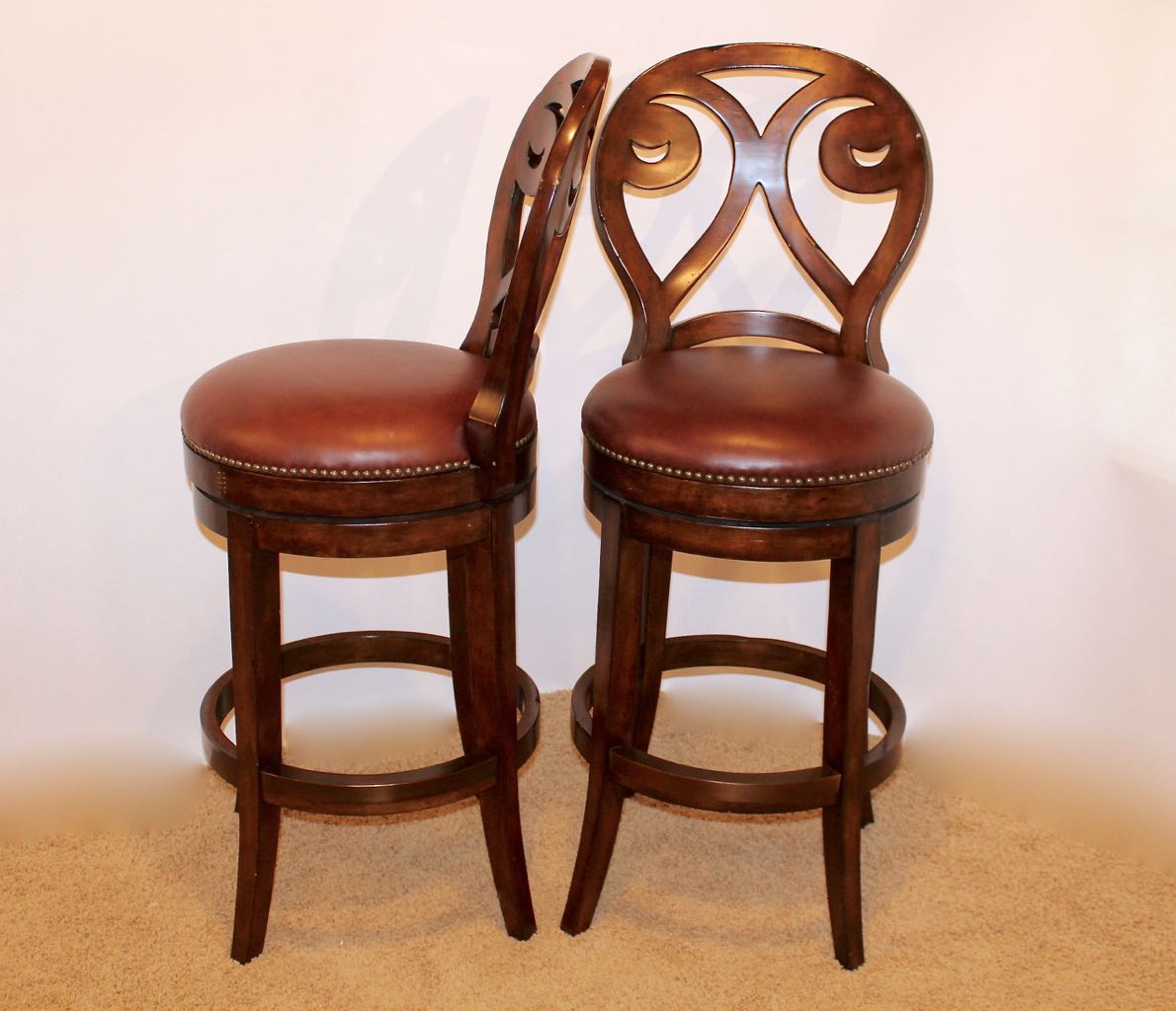 Five Artistica "Marquess" Leather Seat Swivel Barstools