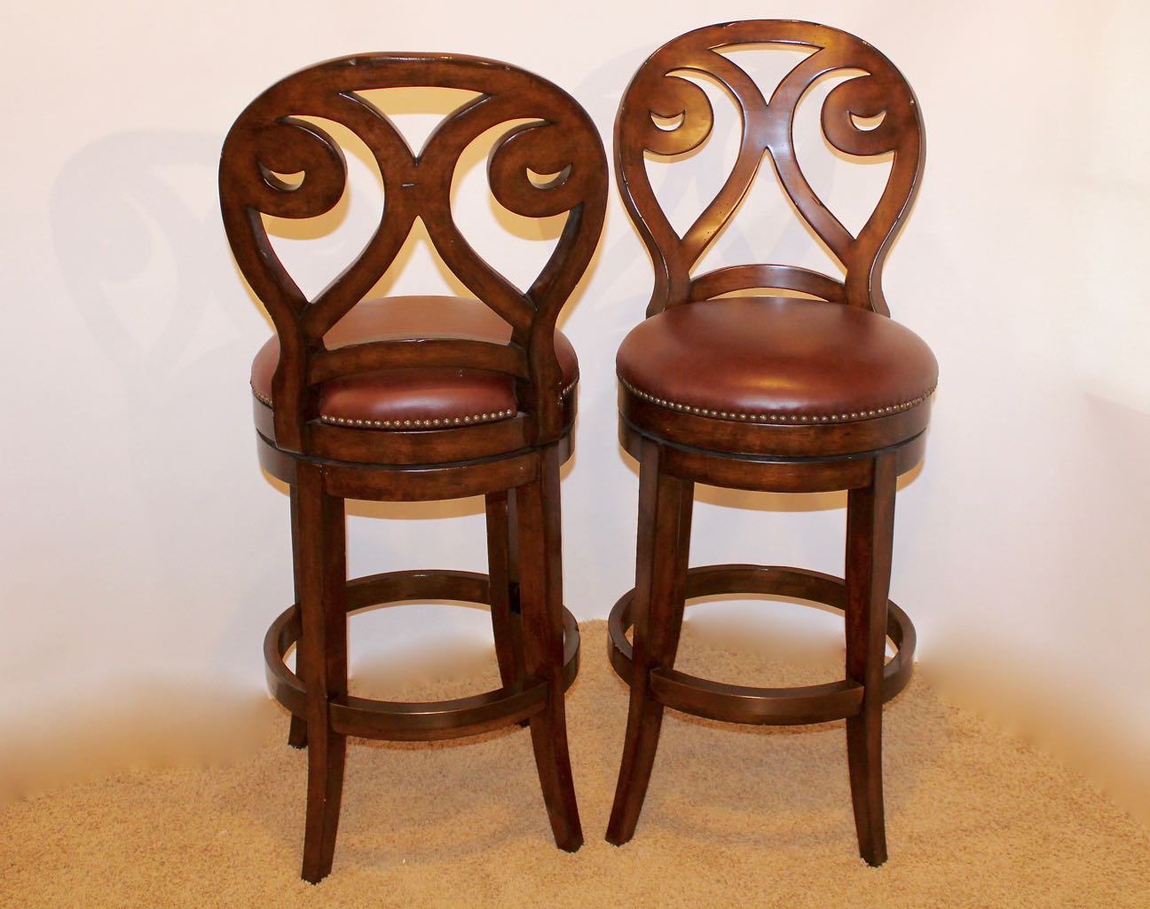 Five Artistica "Marquess" Leather Seat Swivel Barstools