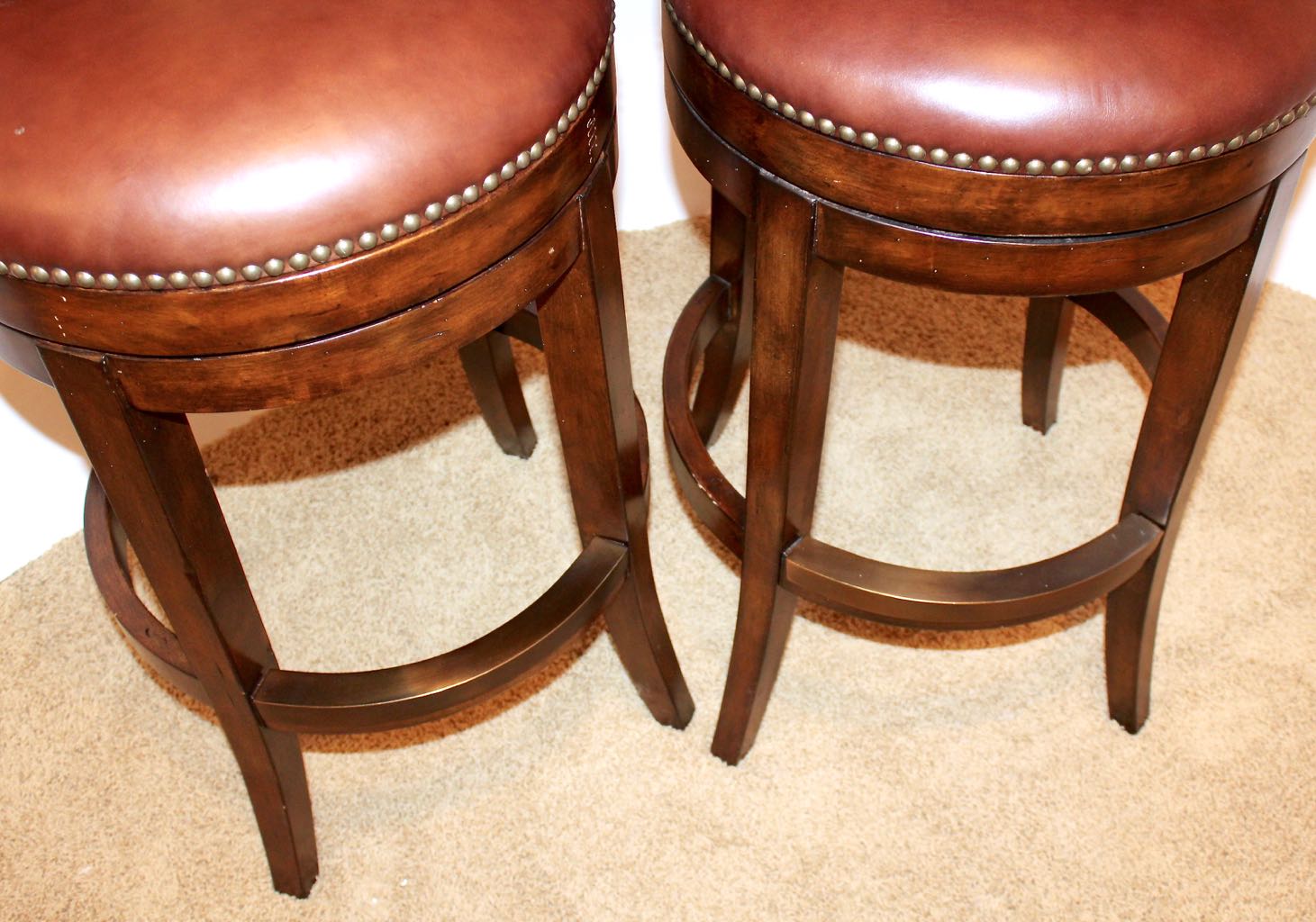 Five Artistica "Marquess" Leather Seat Swivel Barstools
