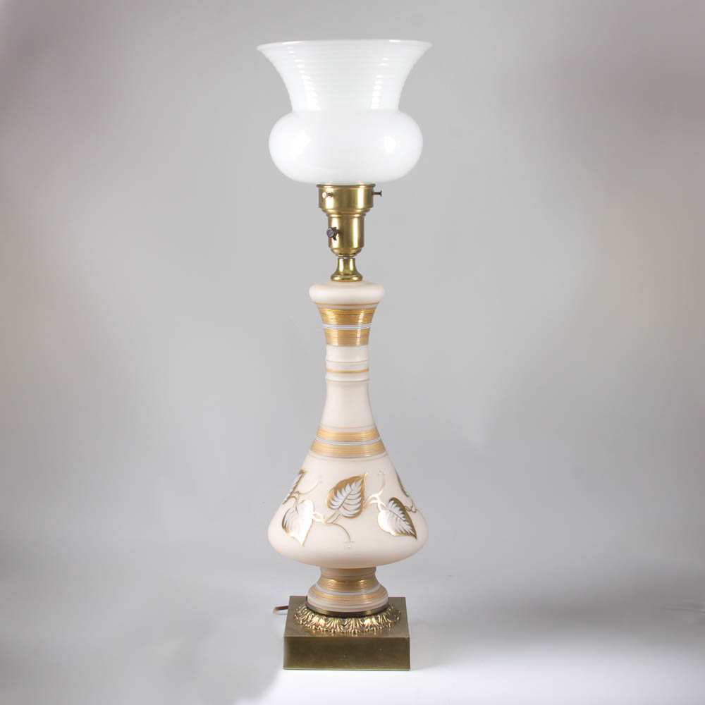 Vintage Painted Glass Lamp