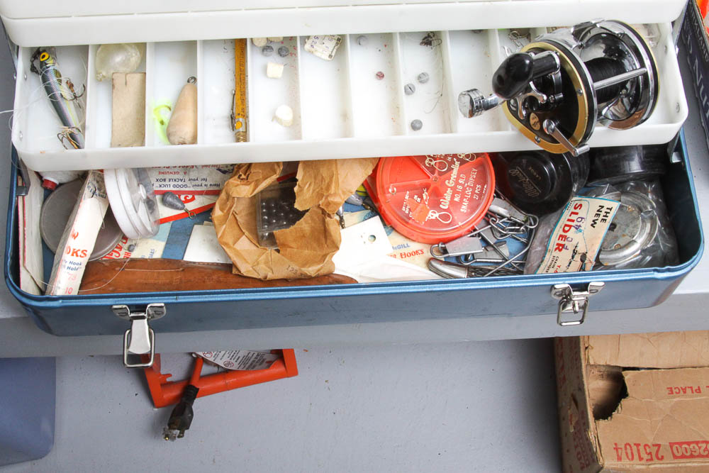 Fishing Reels with Tackle Box and Supplies