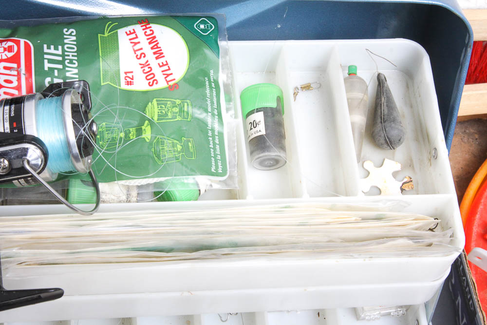 Fishing Reels with Tackle Box and Supplies