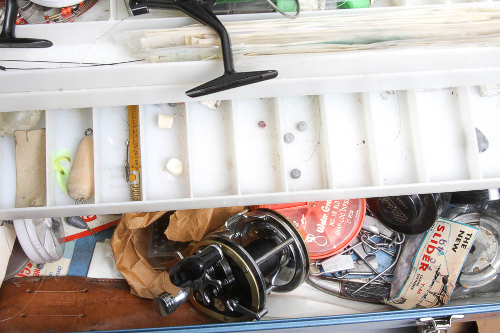 Fishing Reels with Tackle Box and Supplies