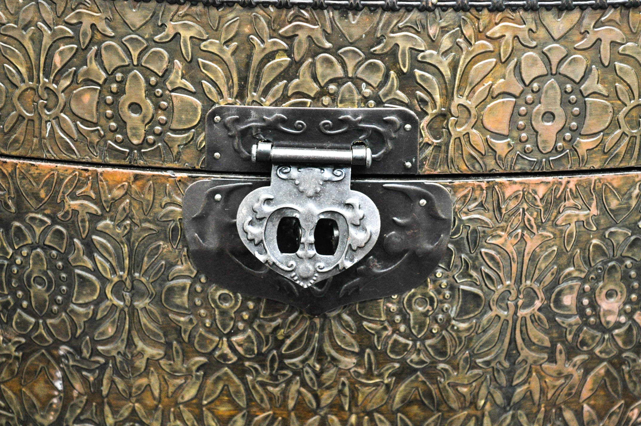 Set of Embossed Copper Tone Trunks