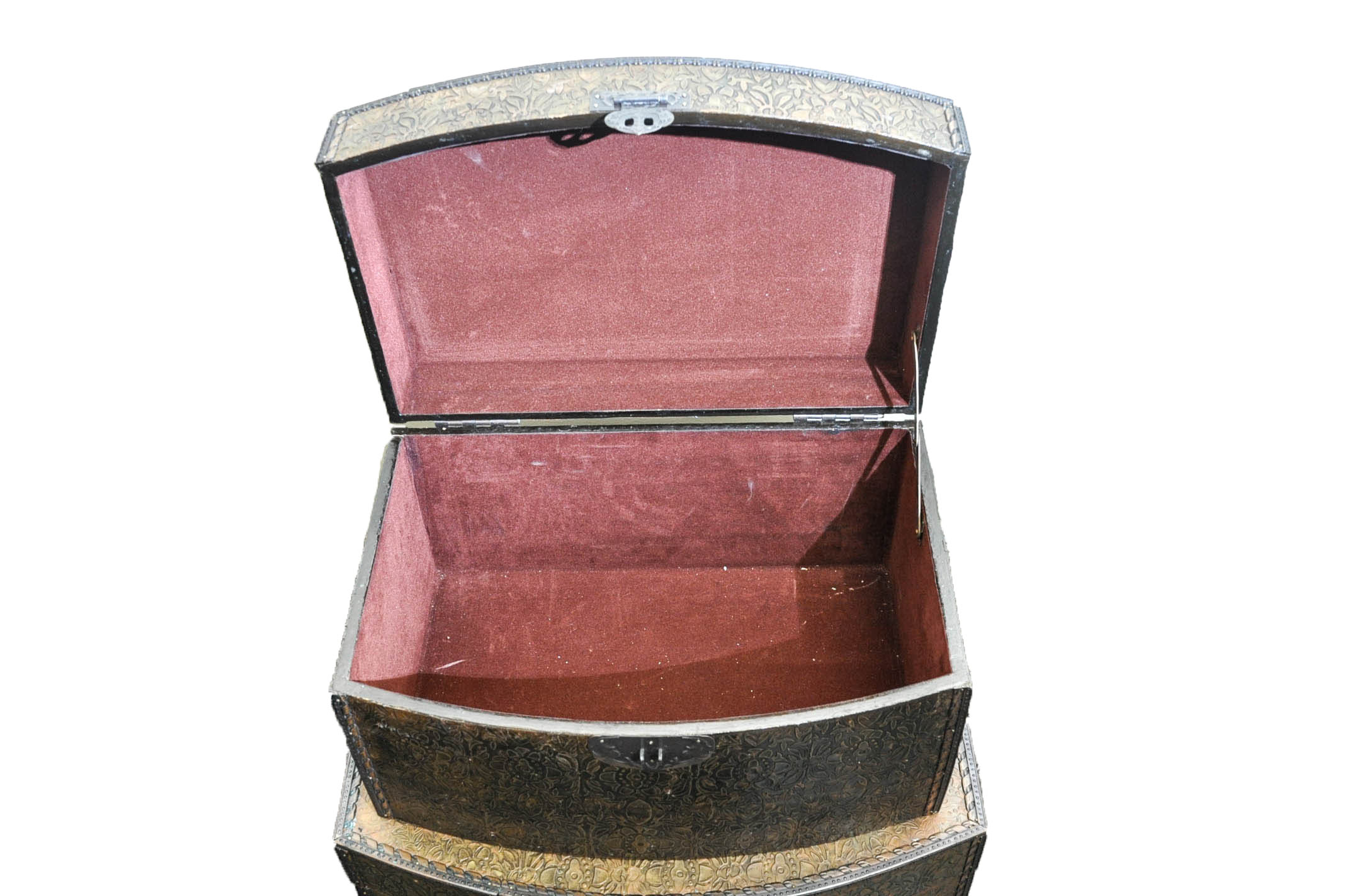 Set of Embossed Copper Tone Trunks