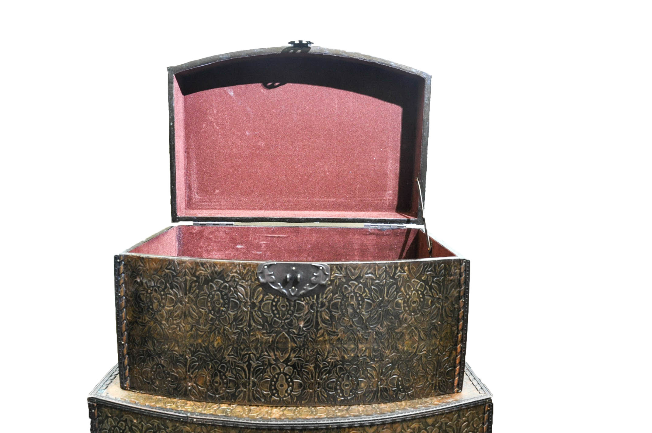 Set of Embossed Copper Tone Trunks