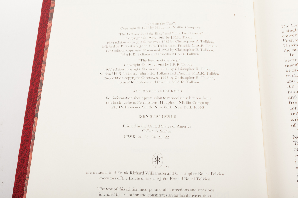 "The Lord of the Rings" Collectors Edition Novel