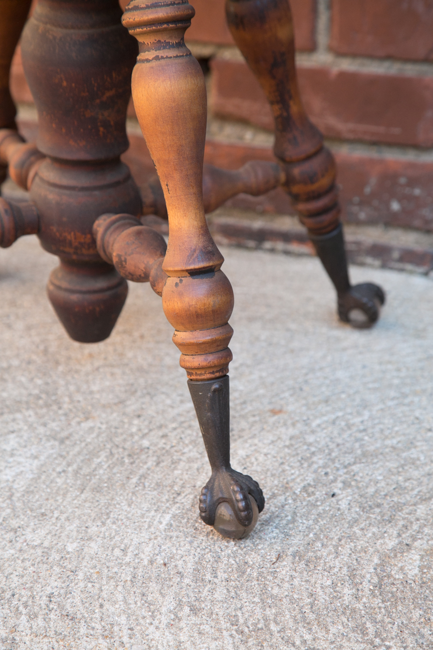 Antique Adjustable Pine Piano Stool