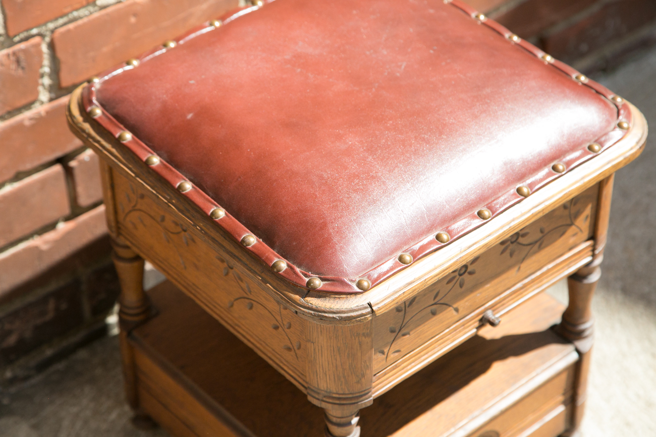 Antique Oak Shoe Shiners Bench