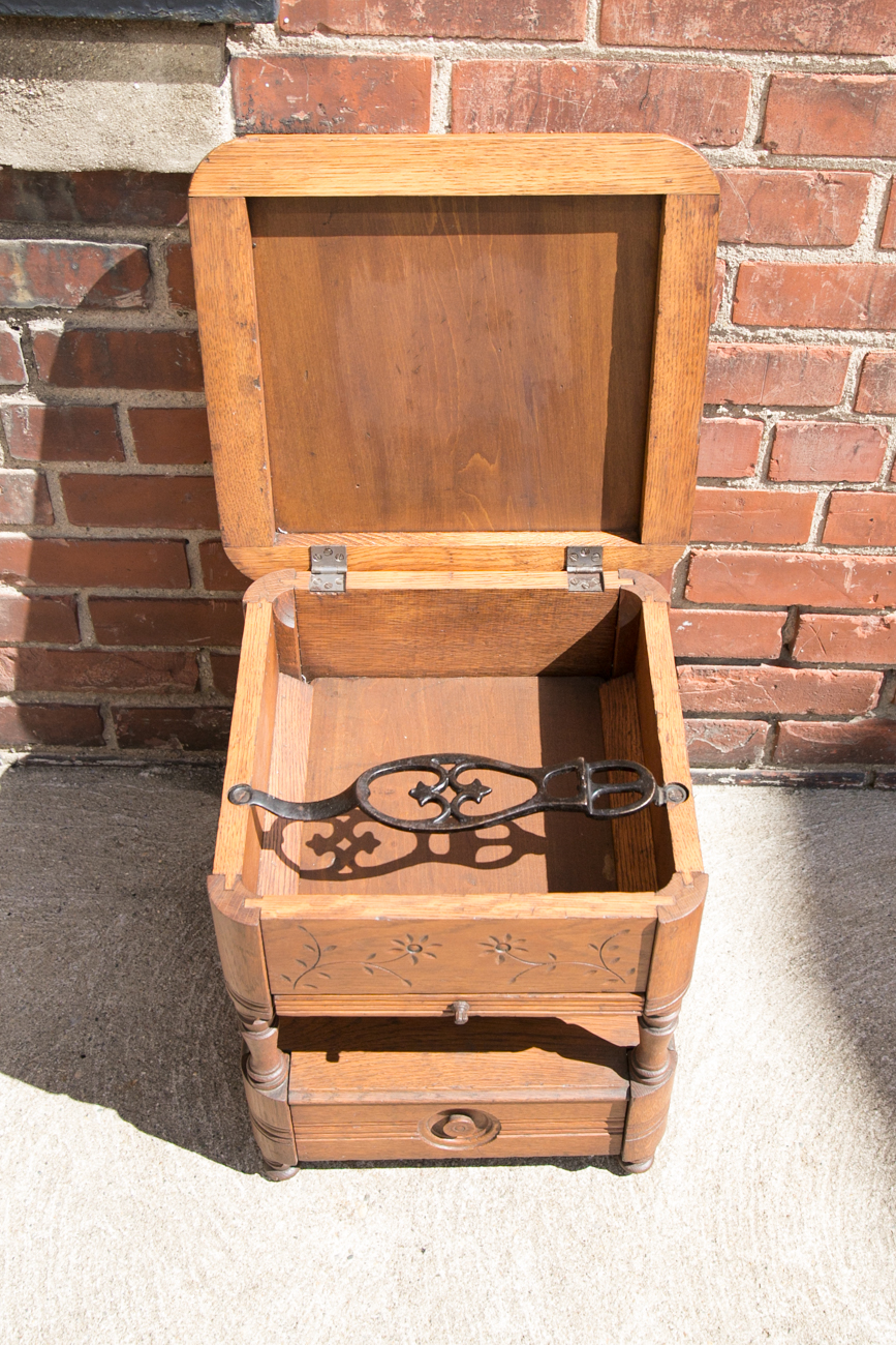 Antique Oak Shoe Shiners Bench