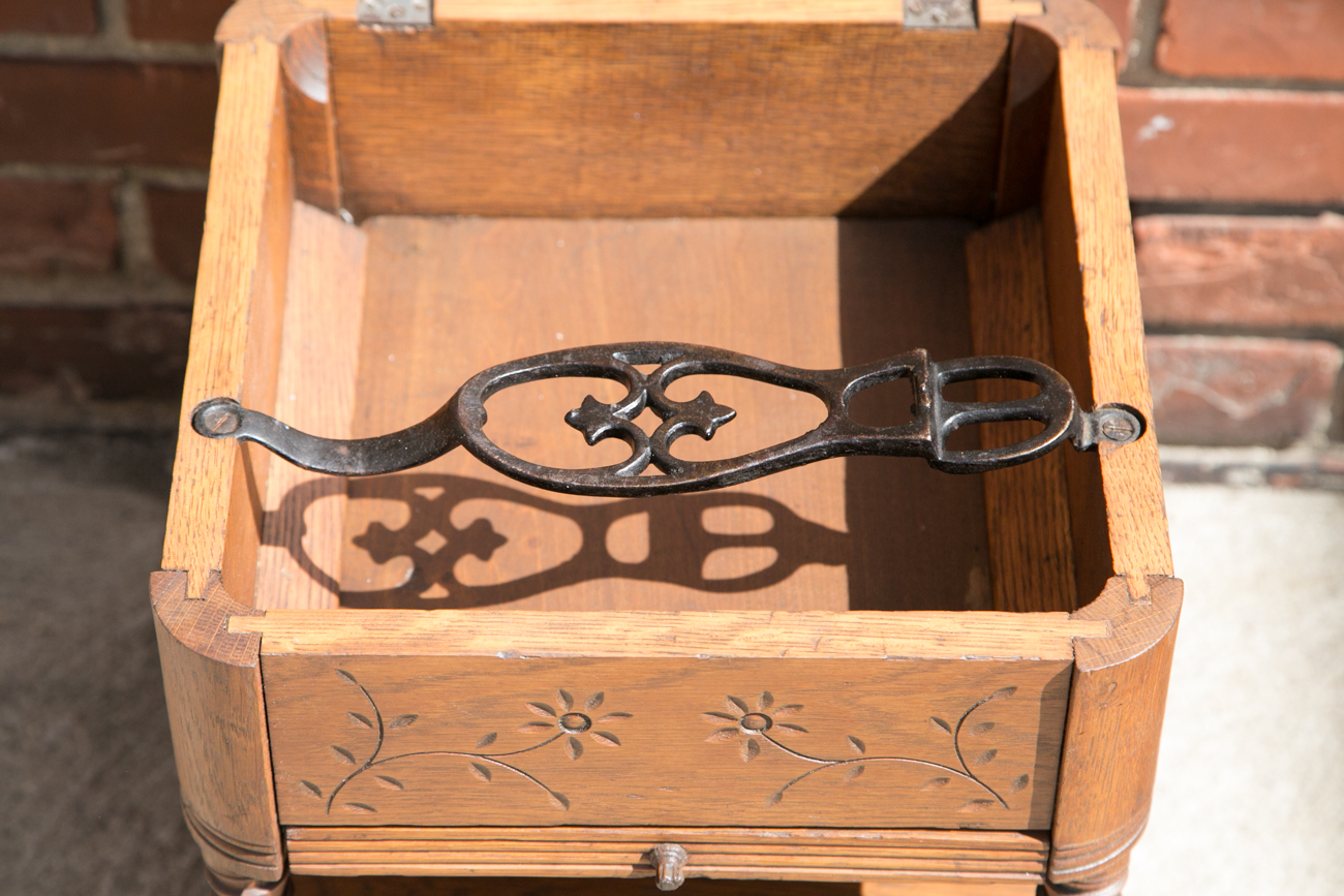 Antique Oak Shoe Shiners Bench