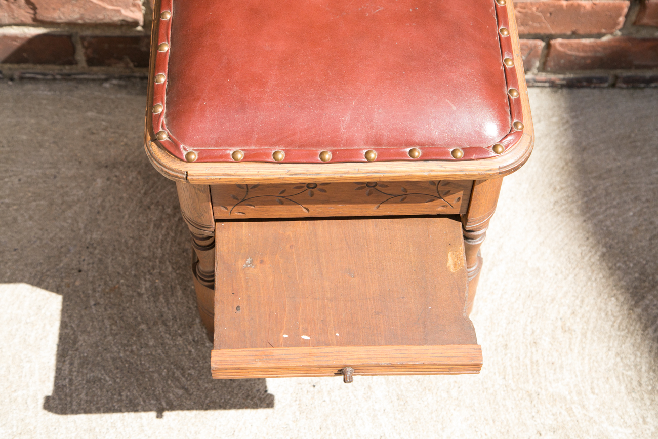 Antique Oak Shoe Shiners Bench